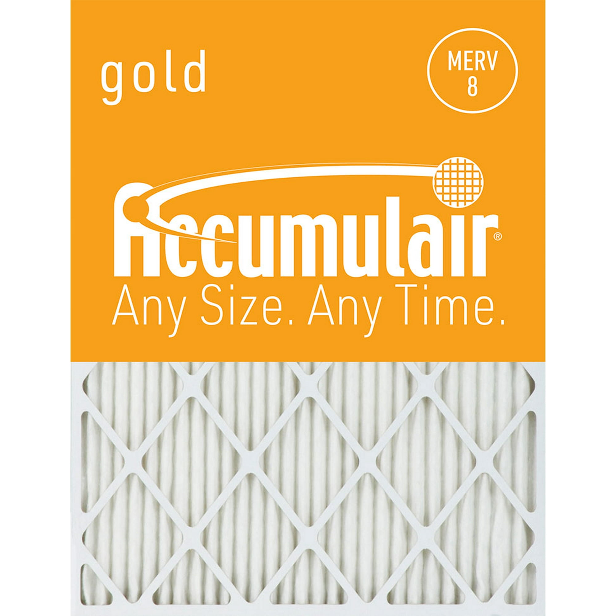 MERV 8 Air Filter/Furnace Filter 2 Pack Accumulair Gold 19x19x1 Actual Size 